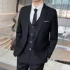 Mens Suits Blazers 부티크 단색 캐주얼 사무실 사업복 3 및 2 조각 세트 신랑 웨딩 드레스 블레이저 양복 조끼 바지 231023