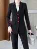 Abiti da uomo Moda Nero Abito da donna Blazer albicocca Giacca e pantaloni Donna Donna Ufficio Affari Abbigliamento da lavoro Formale Set da 2 pezzi