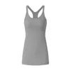 Actieve shirts Lu sport-bh voering rib yoga open navel fitness tanktop dameskleding met logo op de achterkant