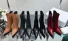 豪華な女性Moneta Calfskin High-Heeled Ankle Boots Designer Poinesed Patent Leather Ankle Bootsファッション