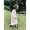 Girl Dresses Imakokoni Pink Long Fur Dress Thick Solid Color Original Design Beautiful Autumn 20489 Children Clothing Girls