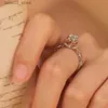 Trouwringen Moissanite Ring voor dames 18K vergulde 1CT D-kleur trouwring Rose goud verlovingssieraden S925 zilveren ringen origineel gecertificeerd Q231024