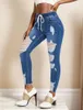 Jeans pour femmes 2023 Automne Taille élastique Déchiré Mode Skinny High Stretch Denim Crayon Pantalon Casual Slim Dames S-2XL