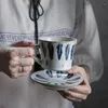 Koffiesets Jingdezhen Handgemaakte koffiekop Handgeschilderd blauw en wit Creatieve set Stoomkan Latte