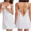 Kvinnors sömnkläder sexig spets satin backless nightdress babydoll kostymer klänningar exotiska pajamas nattklänning halter s-xxl