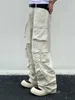 Pantaloni da uomo Pantaloni cargo primaverili Riso Bianco Multi tasche Tuta Harajuku soggiorni Pantaloni larghi casual da uomo Dritto Lavaggio 231024