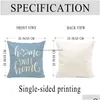 Cushion/Decorative Pillow Cushion Decorative Lake Blue White Geometric Linen Pillowcase Sofa Er Home Decoration Can Be Customized Fo Dhcwx