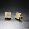 Stud Earrings Zircon Stone For Men Gold Color Punk Hip Hop Piercing Cartilage Earring Retro Fashion Women's Jewelry OHE047