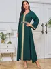 Vêtements ethniques Dubaï Ramadan Moyen-Orient Arabie Saoudite Abaya Robe musulmane Femme Or Perlé Dentelle Simple Mode Robe islamique