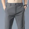 Pantalons pour hommes printemps et été taille élastique lisse Western Casual Slim Fit Tube droit Business Small