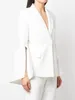 Kvinnors kostymer Office Wear Coats Autumn White Blazers notched Lapel Single Button Special Flare Sleeve Split Ol Coat