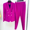 Dames tweedelige broek vrouwen Elegant werk blazer pak opgemerkt dubbele borsten jas jas top en broek tweedelig set matching outfit kantoor dame kleding 231024