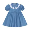 Robes d'été en Denim pour filles, vêtements de mode pour bébés, manches bouffantes, princesse mignonne pour enfants