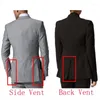 Trajes de hombre Traje Homme Últimos diseños de pico ancho Gris para hombres Atuendo Novio Esmoquin Traje de hombre de negocios 2 piezas Slim Terno Masculino