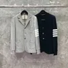 TB THOM Blazer hommes britannique costume décontracté mince hommes veste marque de mode col rabattu printemps automne rayé coton manteau mâle