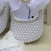 Babyschoenen Dollbling 100% handgemaakte effen witte parels met grenadine strik hanger bling strass rand babybedje schoenen voor doop 231024