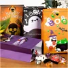 Envoltura de regalo Bolsas de golosinas de Halloween Truco de papel o trato con pegatinas 8 estilos Caramelo para regalos Caramelos Bocadillos Entrega de gotas Amfzu