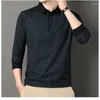 Polos para hombres 2023 Otoño e invierno Simplicidad Ropa versátil para ir al trabajo Polo con botones de empalme Camisa de manga larga de color sólido