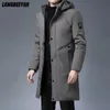 Mens Down Parkas toppkvalitet vinter tjockare märkesdesigner casual mode outwear jacka män longline windbreaker rockar kläder 231024