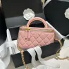 With mirror Women Designer Makeup Bag High Quality Sheepskin Diamond Lattice Handle Vanity Box Tote Bags Crossbody Shoulder Cosmetic Case Luxury handbag Totes C888