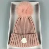 Top Designer Winter Knitted Beanie Woolen Hat Women Chunky Knit Thick Warm faux fur pom Beanies Hats Female Bonnet Beanie Caps 11 colors High quality DG4