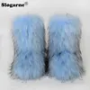 Womens Winter Faux Vossenbont Laarzen Vrouw Pluche Warme Sneeuw Luxe Schoenen Meisjes Harige Bottes Mode Pluizige Schoenen 230922