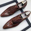 Zapatos de vestir Tamaño 38-46 Zapatos formales para hombre de alta calidad Zapatos de boda de fiesta de cuero genuino Zapatos masculinos con cordones Zapatos de negocios Oxford puntiagudos para hombres 231024