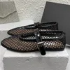 Dress Shoes Ballet Flat Woman Mesh Hollow Outs Mary Jane Genuine Leather Loafers Rivet Studded Summer Walking Women 231024