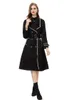 Women's Runway Trench Coats Turn Down Collar Long Sleeves Double Breasted Fashion Outerwear with Belt