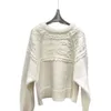Clne Designer Sweater Lüks Moda Kadın Kazak Orijinal Yüksek kaliteli bütün kanca desen Beyaz Uzun Kollu Örme Yuvarlak Boyun