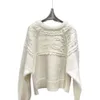 CLNE Designer Pull De Luxe Mode Femmes Pull Original De Haute Qualité Toute Pièce Crochet Motif Blanc À Manches Longues Tricoté Col Rond