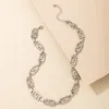 Choker European And American Single-layer Necklace Retro Exaggerated Golden Back Pattern Short Clavicle Chain