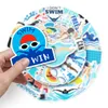 50 PCS Karikatür Yüzme Graffiti Yaratıcı Kask Dekorasyonu PVC Seyahat Kılıfı Dizüstü Bilgisayar Su Geçirmez Motosiklet Sticker