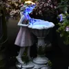 Garden Decorations Fairy Garden Statue Resin Angel Figurine Solar Light Outdoor Floral Fairy Lamp Lantern Water Feature Effect Garden Decoration 231023