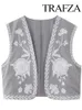 Gilet da donna Gilet per donna Ricamo floreale Elegante scollo a V Top corto Cardigan Gilet stile nazionale Moda Y2k Streetwear