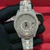 VVS Orologio con diamanti Orologio automatico con diamanti completamente ghiacciato Lavoro funzionale Movimento di alta qualità 42 mm Argento Due pietre Impermeabile Acciaio Fr 6M9Y