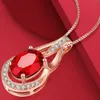 Natuurlijke edelsteen met diamanten ketting klassieke ovale hanger robijn ruby sieraden ketting cadeau voor moeder vrouw vriendin 18+2 inch