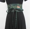 Belts Women's Runway Fashion Flower Embroidery Satin Cummerbunds Female Dress Corsets Waistband Decoration Wide Belt R1164