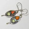 Dangle Earrings Creative Teardrop Inlaid Green Orangeジルコンフックヴィンテージジュエリーシルバーカラーステートメントドロップイヤリング