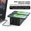 888W Multi-Port USB Phone Charger QC3.0 Fast Charger 15W Wireless Charger PD 65W Charging Station for Laptops - White / US Plug