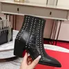 Fashion designer High quality Womens Red heel High heel ankle boots Luxury leather boots Skinny heel side zipper winter over the knee Classic women boots HJ0878