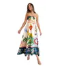 Grundläggande avslappnade klänningar 2023 Australisk designer Fancy Womens Long Dress Abstrakt mönster samlade midja ärmlös halterkläder Wome Otrjp