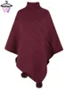 Mantella da donna in maglione poncho da donna vintage solido linea grossa strisce dolcevita manica ad ala di pipistrello palla fuzz maglieria capo vacanza Ponczo 231023