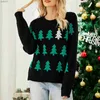 Damenpullover Weihnachts-Jacquard-Pullover für Frauen 2023 Winter warmer Pullover Weihnachtsbaum Strickpullover O-Ausschnitt Langarm-Pullover PulloverL231024