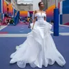 Vintage Off Shoulder Mermaid Wedding Guest Dress With Detachable Train Ruffles Dress For Bride Elegant Women Bridal Gown