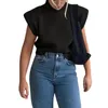 Women's Sweaters Jemeigar Women S Turtleneck Ribbed Knit Sweater Cual Short Cap Sleeve Knitted Tank Tops Shoulder Pads Vest