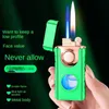 Isqueiros tubo duplo flash visível sem gás isqueiro à prova de vento flint gaslighter jet gadgets para homens acessórios de cigarro