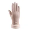Fem fingrar handskar zhaodeng sheng vinter varma kvinnors beröringsskärm plysch förtjockad utomhuscykel anti glid ridning de rong