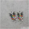 Charms Colorf cristal hibou animaux charmes 20 pièces/lot pendentifs en argent Antique 22X47Mm L1598 résultats de bijoux composants Lzsier bijoux bijou Dhape