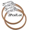 Bracelets de charme 2 pièces/lot Vintage chaîne en cuir gris Fit bricolage perles marque Bracelet Couples Pulsera bijoux pour femmes hommes en gros